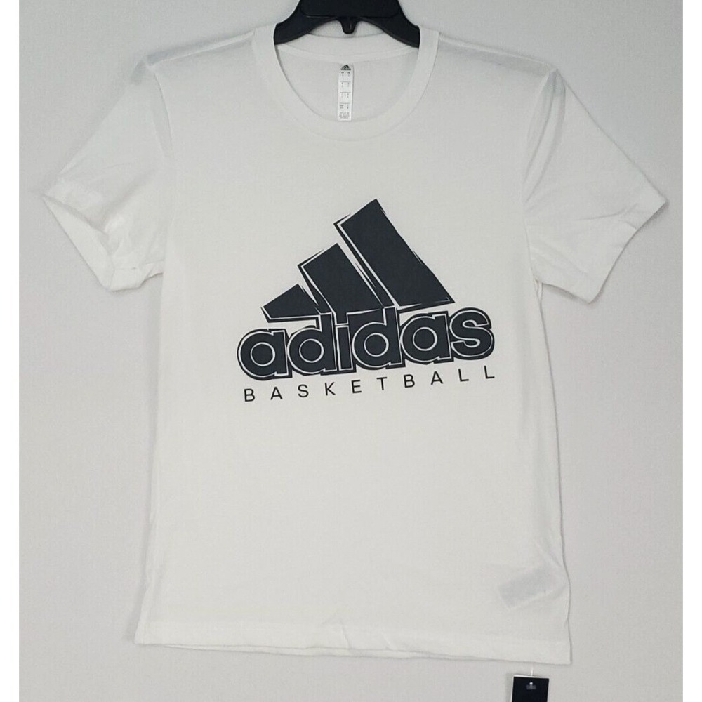 Adidas Basketball Badge of Sport Short Sleeve T Shirt Tee White Men's Sz SM NWT!